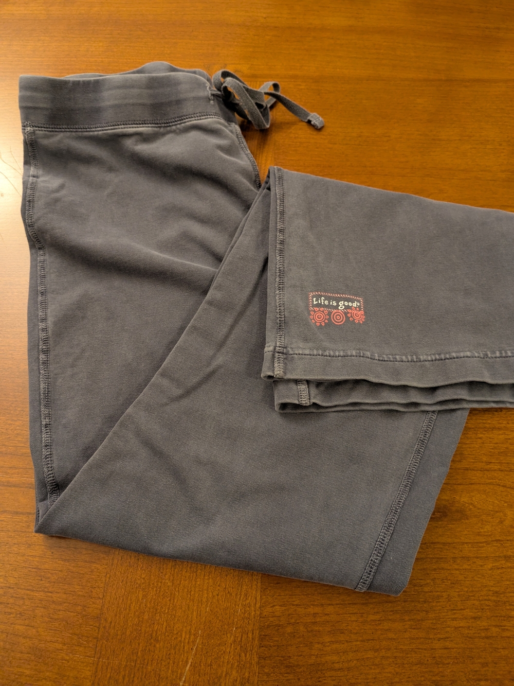 Life is Good Women's Faded Blue Drawstring Joggers Size Small